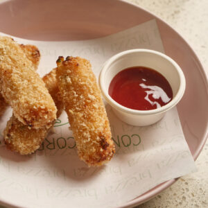 Crocchette di gambero con patata dolce con agrodolce al peperone crusco