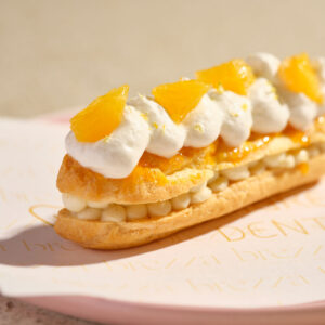 Eclair castagne, grappa, panna e clementine